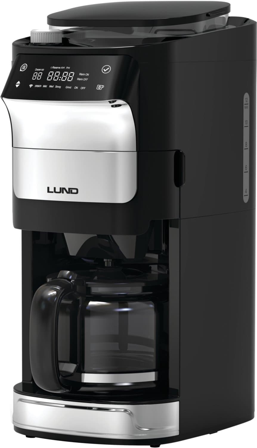 LUND 68504 Filterkoffiezetapparaat met Bonenmaling - Geïntegreerde Bonenmolen - 1.5 Liter Glazen Kan - Timer & Warmhoudplaat - Instelbare Koffiesterkte & Maalgraad (1050W) — afbeelding 1