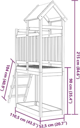 Speeltoren van massief douglasiahout voor de tuin, robuuste klimtoren met accessoireset voor kinderen van 3 tot 8 jaar, 52,5 x 110,5 x 215 cm — thumbnail 5