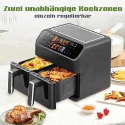 Heteluchtfriteuse - 2000W Dubbele Korf - 9L Capaciteit - LED Touch Display - Voor Thuisgebruik — thumbnail 3