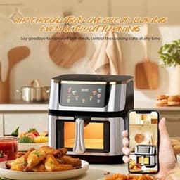 Airfryer - XXL – Heteluchtfriteuse – 2400W/2800W – 8L - RVS & Touchscreen – Multifunctionele Elektrische Friteuse - Olievrij Frituren - Zwart — thumbnail 3