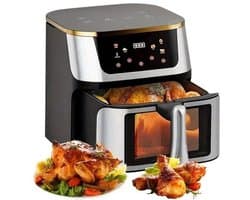 Heteluchtfriteuse – Airfryer - Airfryer Oven - 12L - 2000W - Touch Display - Airfryer Zonder Olie - Kijkvenster - RVS - Hoge Temperatuur - Zwart