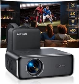 Wimius - Beamer - Projector Beamer - Projector 4k - 1080P - Automatische focus - met WiFi 6 en Bluetooth 5.2 - 600ANSI - Buiten- en thuisprojector - Zwart — thumbnail 2