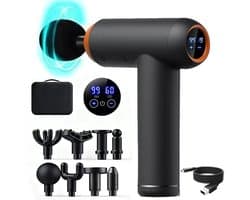 LUMÈ STORE Massage Gun - Massage Apparaat – Massagepistool - Massagebal - 99 Snelheden - 8 Massagekoppen - LED Display -Zwart