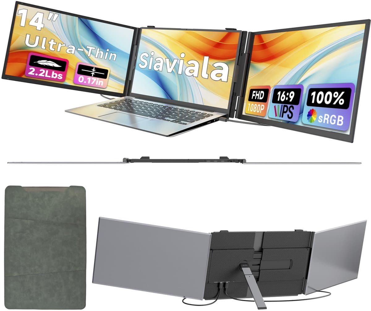 Siaviala S8 Pro 14" Portable Monitor | 1kg Ultralicht | 180° Kantelbaar | 100W Omgekeerd Opladen | Dual Speakers | Plug & Play | 300% Efficiëntie | Inclusief Alle Kabels — afbeelding 1