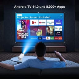Mini Beamer - 4K Ondersteuning - WiFi 6 - Bluetooth 5.2 - Android 11 - 180° Draaibaar - Thuisbioscoop Projector — thumbnail 4