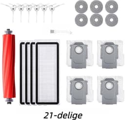 Accessoires Vervangende - 21-Delige - Geschikt voor Roborock Q Revo MaxV/Pro/P10 Pro Robotstofzuiger - 1 Hoofdborstel, 6 Zijborstels, 4 HEPA-filters, 6 Dweildoeken, 4 Stofzakken - Met Borstel — thumbnail 1