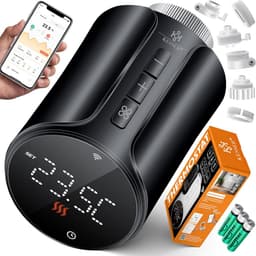 Slimme Wifi Radiatorknop Thermostaat met App & Spraakbesturing - Energiebesparend & 6 Adapters — thumbnail 1