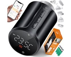 Slimme Wifi Radiatorknop Thermostaat met App & Spraakbesturing - Energiebesparend & 6 Adapters