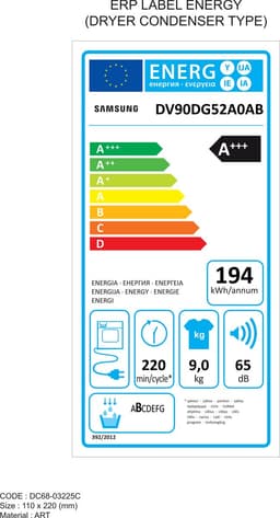 SAMSUNG DV90DG52A0ABEN 5000-serie -  Warmtepompdroger - 9 kg - 65 dB - Energielabel C — thumbnail 2
