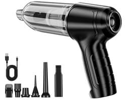Draadloze Handstofzuiger Voor De Auto - Draagbare Oplaadbare Mini Autostoofzuiger - Zwart - 7 Opzetstukken - 5000Pa