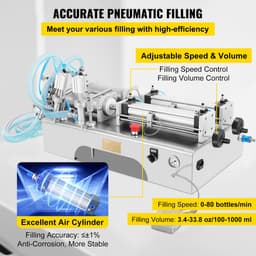VEVOR 10w Vulmachine Voor Vloeistoffen 100-1000ml Vloeistofvulmachine Vulmachine Voor Vloeistoffen Met Dubbele Kop — thumbnail 3