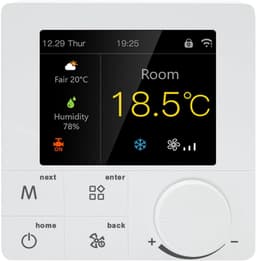 Slimme Wifi Thermostaat - Kleur Display - Temperatuur Regelen - 4-buis Systeem - 8.6 cm - Wit — thumbnail 1