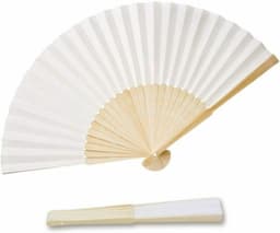 Beige Vouwen Handventilator voor Vrouwen - Handgemaakte Dans en Decoratie Fans — thumbnail 1