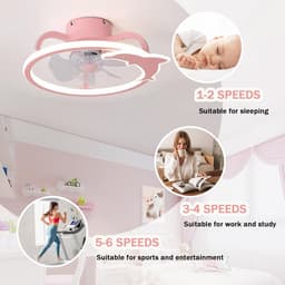 Stille Plafondventilator met LED Verlichting en Afstandsbediening - Dimbaar en 6 Snelheden — thumbnail 2