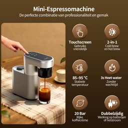 Pura Coffee C1 Pro Mini Espressomachine - 3 Seconden Verwarming - 20Bar - Draagbaar & Oplaadbaar - Eénknopsbediening - Geschikt voor Koffiepoeder & Espressocapsules — thumbnail 4