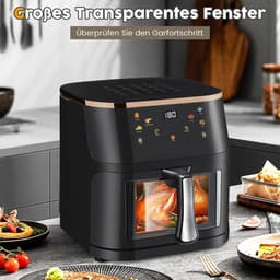 Lunekiss luchtfriteuse 9L – 1800W – digitaal display – 6 programma’s – ovencombinatie – zichtbaar venster — thumbnail 5