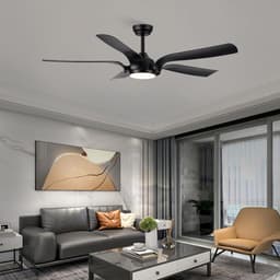 Plafondventilator met Verlichting en Afstandsbediening, 142 cm, Stil, Dimbaar, 6 Snelheden, 5 Bladen, Zwart — thumbnail 3
