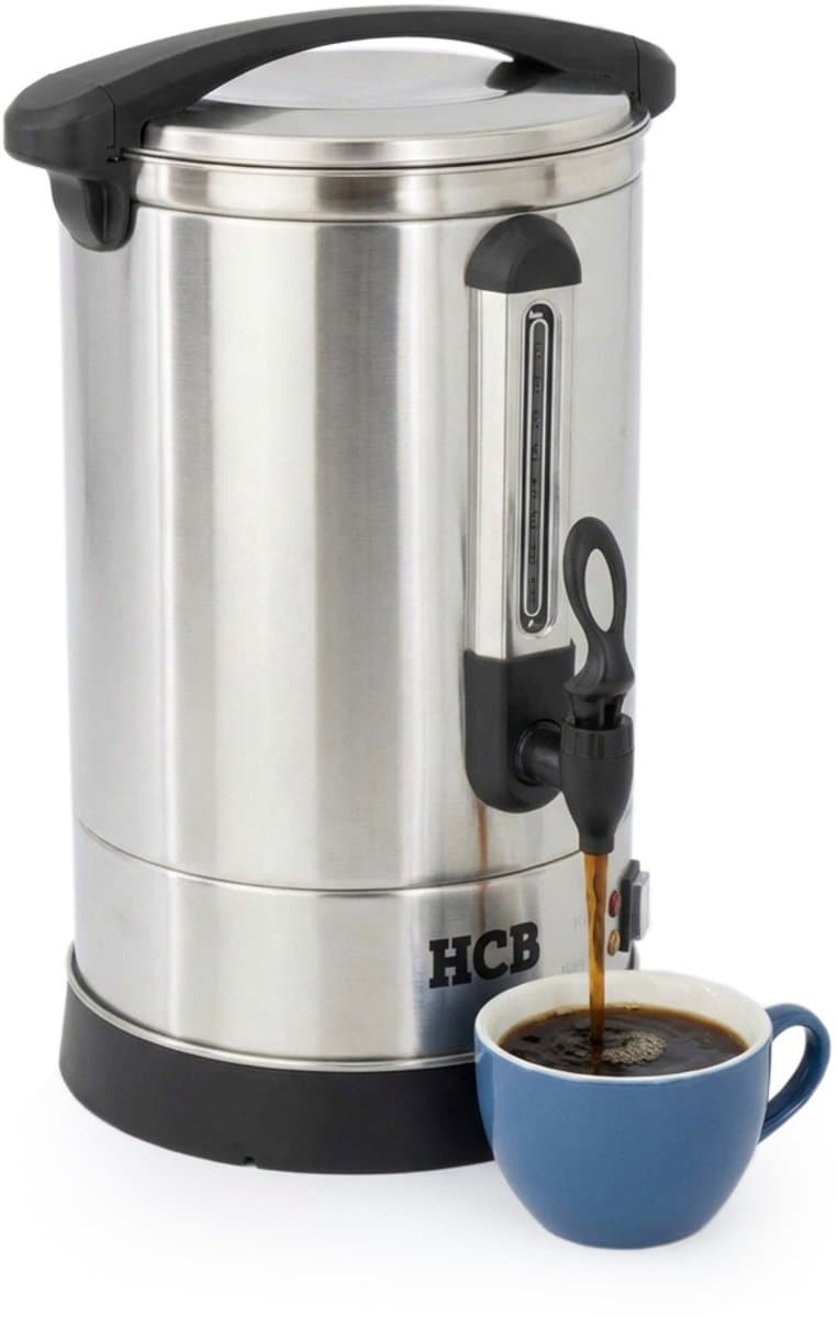 HCB® - Professionele Horeca Percolator - 5,3 liter - 35 kopjes - 230V - RVS / INOX Perculator - Elektrisch koffiezetapparaat - Volautomatische koffiemachine - 30x30x43 cm (DxBxH) - 2.40 kg - 1345 — afbeelding 1