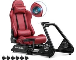 GTPLAYER - Simulator Cockpit - Met Luidsprekers en Stuurwiel Steun - Bourgondisch