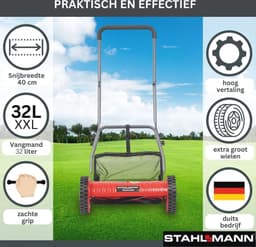 Handmaaiers voor Grasmaaien met 40 cm Snijbreedte - Ergonomisch en Milieuvriendelijk — thumbnail 3