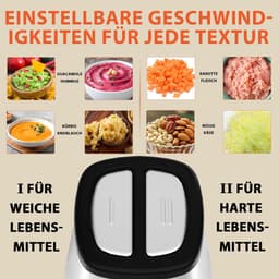 Krachtige Keukenmachine Hakmolen met 2 Liter Glazen en Stalen Kom — thumbnail 2