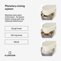 Klarstein Keukenmachine Bella Evo 1500W keukenrobot – 5 liter roestvrijstalen kom, 12 snelheden, planetaire mixfunctie, pulsefunctie, deeghaak, klopper en garde, keukenrobot voor bakken, room - voor Keuken - Knetmaschine - Rührmaschine — thumbnail 4