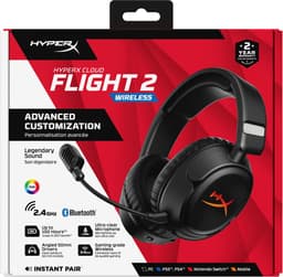 HyperX Cloud Flight 2 – Draadloze Gaming Headset met RGB Covers, tot 100u batterijduur, 2.4GHz & Bluetooth –Multi‑Platform- Zwart — thumbnail 2
