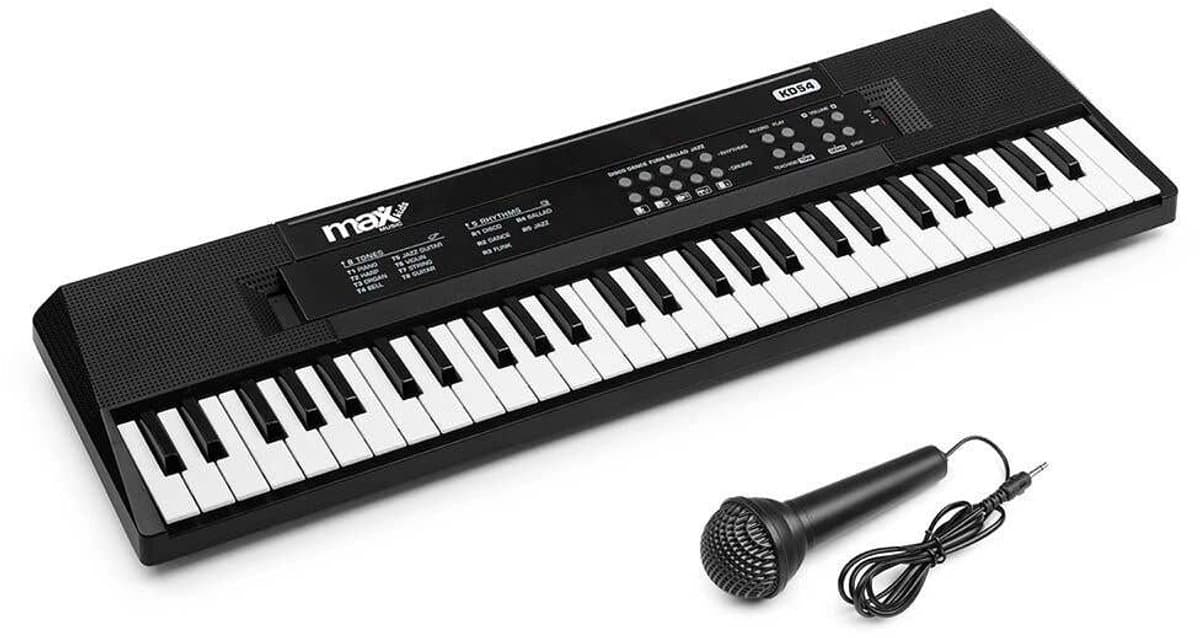 Keyboard Piano - MAX KD54 Keyboard met 54 toetsen - Kinder piano - Oplaadbare accu - Zwart — afbeelding 1