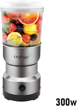 Cheffinger, Mini-Blender 300W 2-in-1 met roestvrijstalen messen en koffiemolenfunctie, Grijs — thumbnail 3