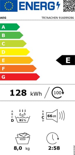 AEG TR7AACHEN 7000 serie Sensidry - Wasdroger Warmtepompdroger - 8 kg — thumbnail 2
