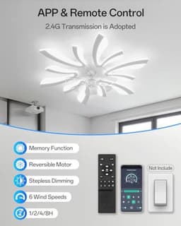 Moderne plafondventilator met verlichting - Dimbaar en geruisloos, 78 cm, afstandsbediening, 6 snelheden, voor slaapkamer en woonkamer — thumbnail 1