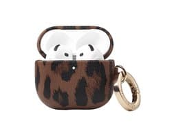Selencia Sabi Case met panterprint - Hoesje geschikt voor AirPods 4 - Mocha Brown