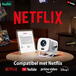XGODY Gimbal N5 Mini Projector - Smart 1080P Full HD Beamer - 4K Ondersteuning - WiFi 6 & Bluetooth 5.4 - Ingebouwde Speakers - Draagbare Mini Beamer Thuisbioscoop - WhaleOS - Wit — thumbnail 5
