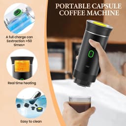 Draadloze Draagbare Espresso Machine - 3-in-1 Oplaadbare Koffiemaker voor Capsules en Poeder - 7500mAh - Geschikt voor Reis, Camping, Auto en Kantoor - Wit — thumbnail 2