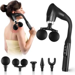 Dubbele Massage Gun - Spierherstel Apparaat - Spierontspanning Thuis - Verlengde U-Handgreep - 12 Snelheden - Zwart — thumbnail 1