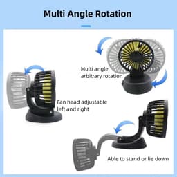 Krachtige Auto Ventilator 12V voor Dashboard en Ruiten. 360° Draaibaar en Zuignap Montage — thumbnail 3