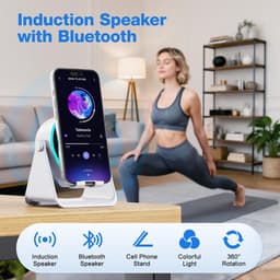 Namajunas - 5-in-1 Wireless Mini RGB Speaker - Telefoonhouder - Telefoonhouders Auto - Magnetisch - Bluetooth Speaker - Draadloze Oplader - Wireless charger - GSM Lader - 360° verstelbare houder voor iPhone/Android/iPad/Samsung - Cadeau — thumbnail 3