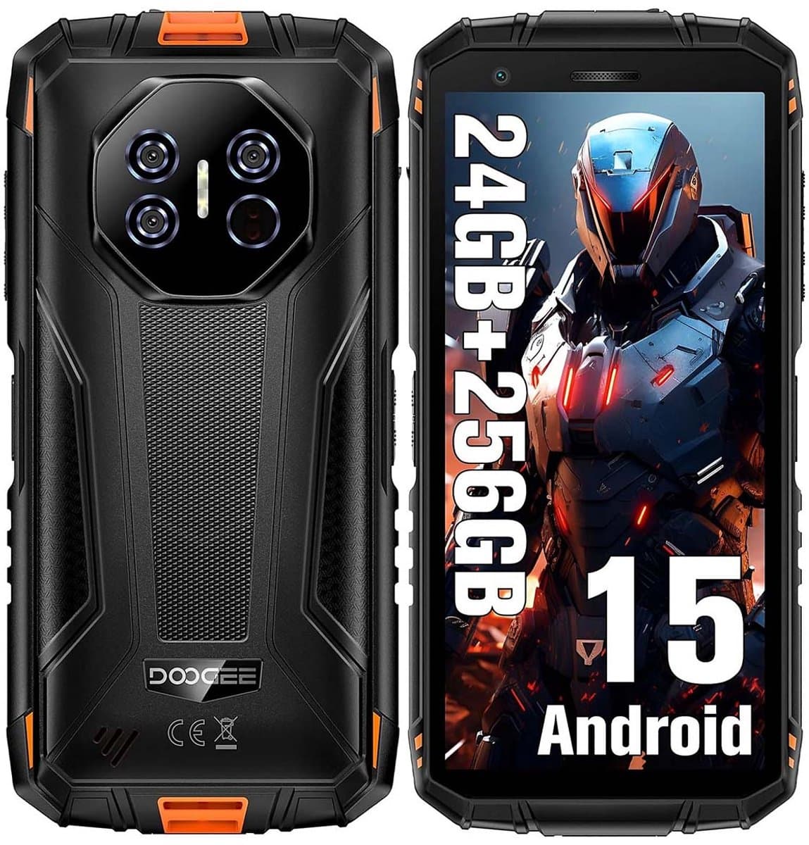 DOOGEE Fire 3 Ultra Robuuste Smartphone - 24 GB RAM - 256 GB ROM - 8350 mAh - 5,5 inch - Android 15 - IP68/IP69K Outdoor telefoon - Face ID - OTG - NFC - Oranje — afbeelding 1