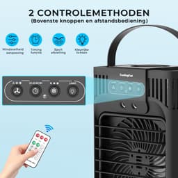 SNJY® Aircooler - Luchtkoeler - Aircooler met Koelelementen - Airco Mobiel Airco Zonder Slang - 1,2L Watertank - 3 Snelheden - Zwart — thumbnail 3