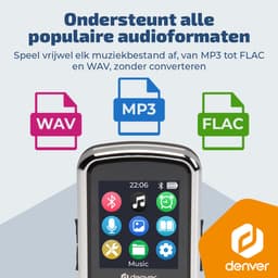 Denver MP3 Speler Incl oordopjes - Uitbreidbaar tot 128GB - Shuffle/Repeat Modus - Kinderen en volwassenen - Bevestigingsclip - AUX - MPS320B - Zwart — thumbnail 4