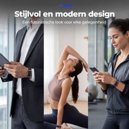 Shrivasta Activity Tracker Plus | armband met AI-Gezondheidsanalyse & Lichaamstemperatuur meting | Dames & Heren | Zwart | Hartslag | SpO₂ | Slaapmonitor | Stress | Menstruatiecyclus | Inclusief 2 Armbanden (siliconen & Nylon) – Waterdicht — thumbnail 4
