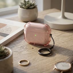 Roze transparant hoesje voor oordopjes met sleutelring – schokbestendige beschermhoes geschikt voor AirPods Pro 3 — thumbnail 3