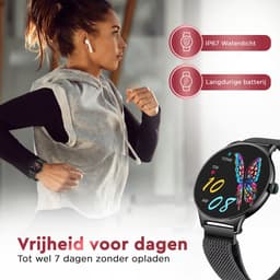 Golden Sound AMOLED Smartwatch Dames - Horloge dames - Stappenteller - Slaapmonitor - Saturatiemeter - 42mm - 4 bandjes - Zwart — thumbnail 4