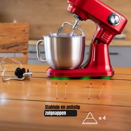 RWB® Mixer met Mengkom - Keuken Mixer - Mix Machine - Rood - 23 x 34 x 36 cm — thumbnail 4