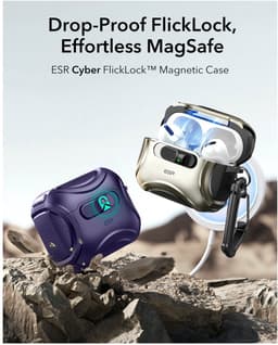 ESR Hoesje Geschikt Voor AirPods Pro 3 (2025) - Cyber FlickLock Case - Compatibel met MagSafe - Karabijnhaak - Paars — thumbnail 3