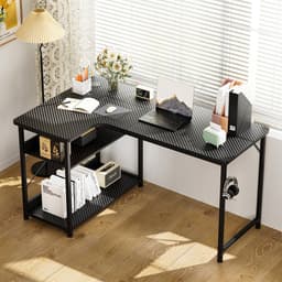 COMHOMA - Hoekbureau L-vorm 120 cm - Met USB Oplaadpoort en Stopcontact - Zwart — thumbnail 2