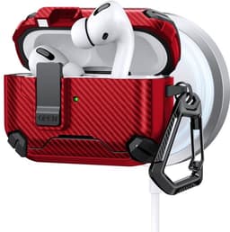 Telestore - AirPods Pro 3 Carbon hard case cover - Carbon hybride rood hoesje Beschermhoes - AirPods pro 3 Cover - hoesje geschikt voor Apple Airpods pro 3 - rood - Carbon hard cover - met MagSafe functie — thumbnail 1