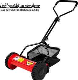 Aura® Grasmaaier Handmatig – Grastrimmer Met 21 Liter Opvangbak – Handmaaier Met 5 Messen – Rood - 60cm x 50cm x 124cm — thumbnail 4