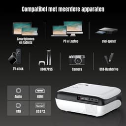 Nexvo® Mini beamers - Projector - Mini beamer - Wit/Black -‎ 21cm x 10cm x 10cm — thumbnail 5