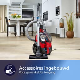 Cilinderstofzuiger zonder zak - Krachtige stofzuiger - Grondig schoonmaken - 99.9% stofabsorptie - 2 liter capaciteit - Rood — thumbnail 5